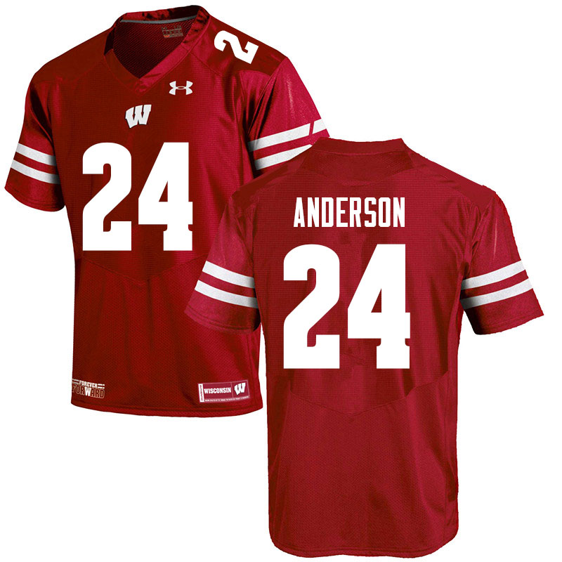 Wisconsin Badgers Men's #24 Haakon Anderson NCAA Under Armour Authentic Red College Stitched Football Jersey HQ40R22NK